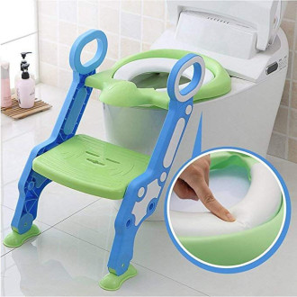 Potty Training Toilet Seat with Step Stool Ladder for Boys and Girls | Baby Toddler Kid Children Toilet Training Seat | Chair with Handles Padded Seat Non-Slip Wide Step