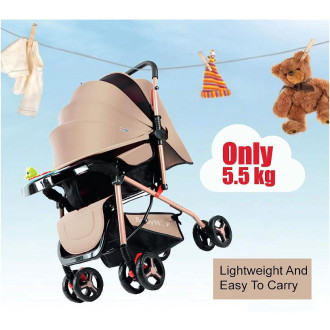 Lightweight Stroller with Food Tray for 0-3 Year Baby Boys, Girls (Model Lilly, Black) Travel Friendly with Full Canopy, 360° Wheel, Reclining Pram