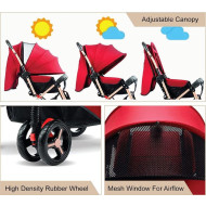 Lightweight Stroller with Food Tray for 0-3 Year Baby Boys, Girls (Model Lilly, Black) Travel Friendly with Full Canopy, 360° Wheel, Reclining Pram