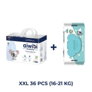 Aiwibi Australian Disposable Breathable Baby Diapers with Elastic Waistband – XXL36 + wipes