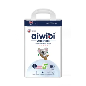 Aiwibi Australia Premium Baby Pants L size 60 pieces for babies weighing 9-14kg