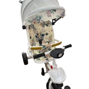 Baby Tricycle 360° seat rotating foldable stroller white canopy