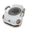 Car shaped toddler potty training chair with side handles and removable bowl in white and grey