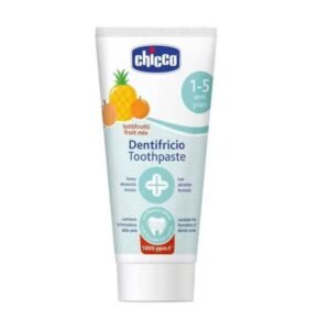 Chicco Tutti Frutti Fruit Mix Toothpaste 50ml for children aged 1-5 years with 1000ppm fluoride protection.