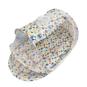 Foldable baby mosquito net bed with soft mattress pillow and animal print design