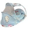 Portable folding baby bed with mosquito net, pillow and mattress in blue cloud design for newborn babies