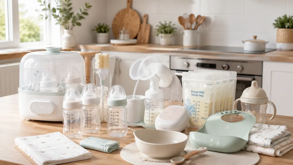 Baby feeding essentials including feeding bottles, bottle sterilizer, breast pump and feeding accessories – Kids Kart Nepal