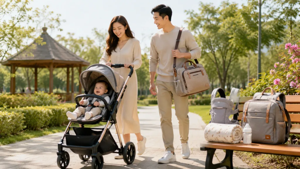 Baby travel essentials including stroller, diaper bag and baby carrier – Kids Kart Nepal