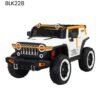 Kids Electric Ride-On Jeep BLK228 white and orange 12V battery-powered off-road SUV with LED lights and parental remote control