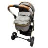 MHL Premium 2-in-1 baby stroller with carry cot in light grey and gold aluminum frame, suitable for newborns and toddlers.